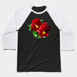 Two Red Pansies Baseball T-Shirt